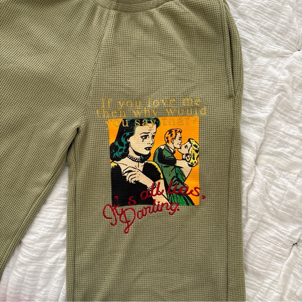 Boys Lie Thermal Wide Leg Pants with Pop Art Patch